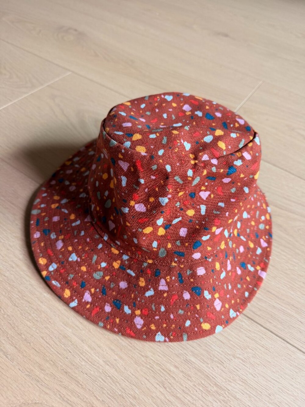 Madewell Terrazzo Print Bucket Hat Rust Multicolor Cotton